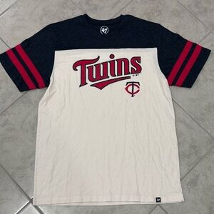 47 Men's Navy and Cream Twins Tee